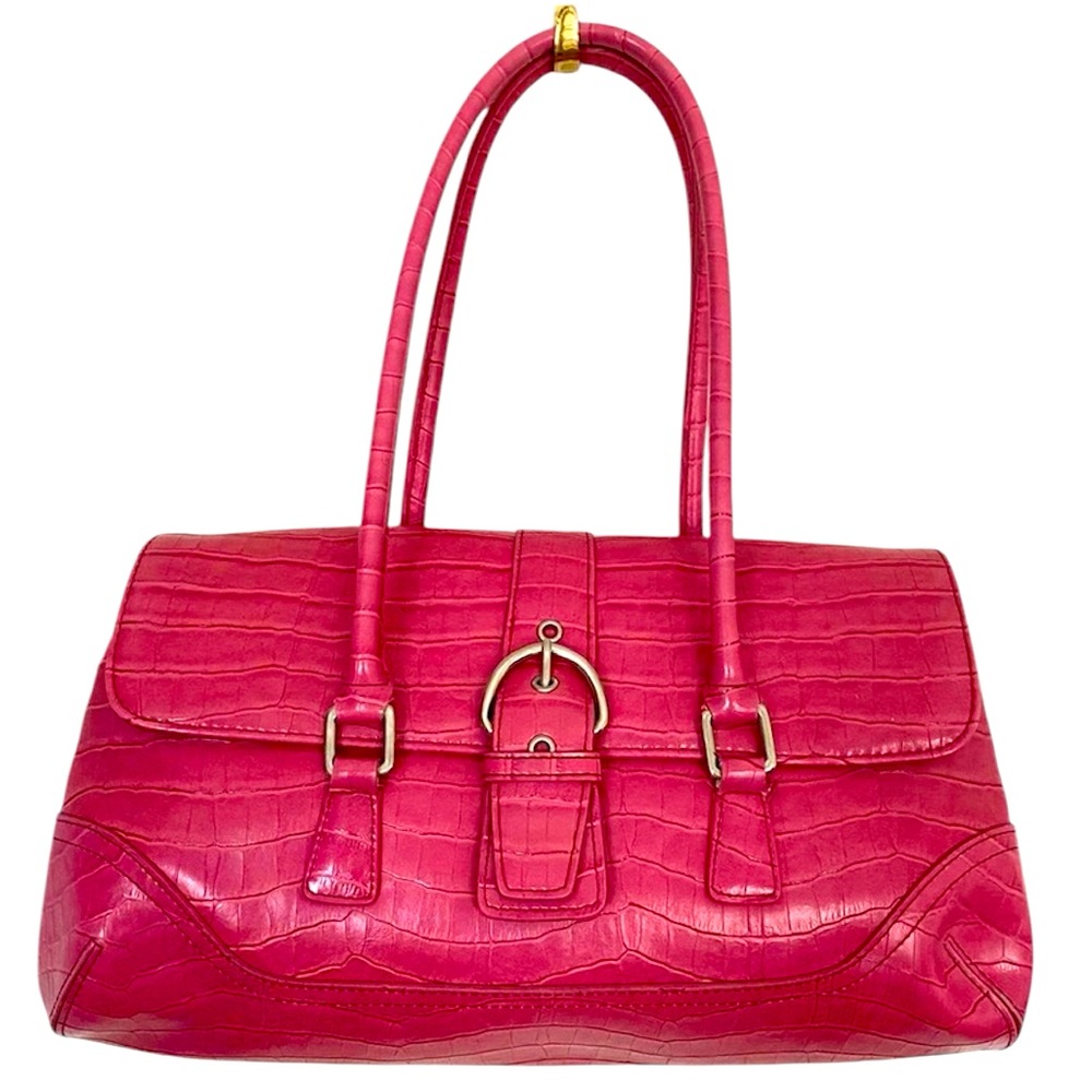 Y2K Vintage Baguette Pink Crocodile-Embossed Leather Handbag New York & Company